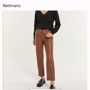 Reitmans Signature Brown Leather Pants, Size 4 (waist 28)